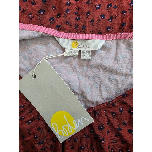 Boden Evangeline Burnt Orange Rust Floral Soft Jersey Dress - NWT - Size 6R - Picture 9 of 9